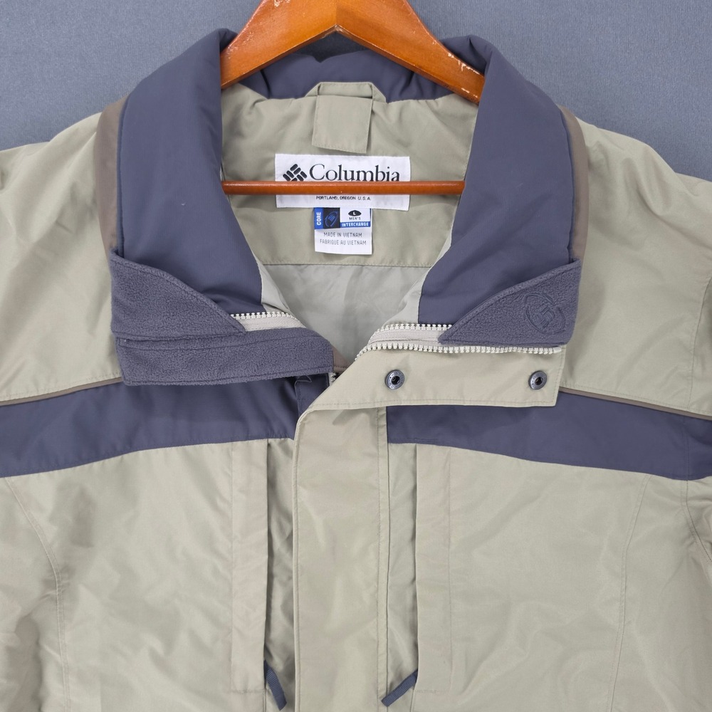 Columbia Sportswear Men L Core Interchange Jacket Khaki Navy Blue Full Zip Shell
